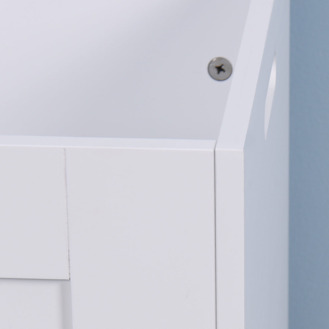 Lift Top Entryway Storage Cabinet with 2 Safety Hinges Wooden Toy Box- White_5