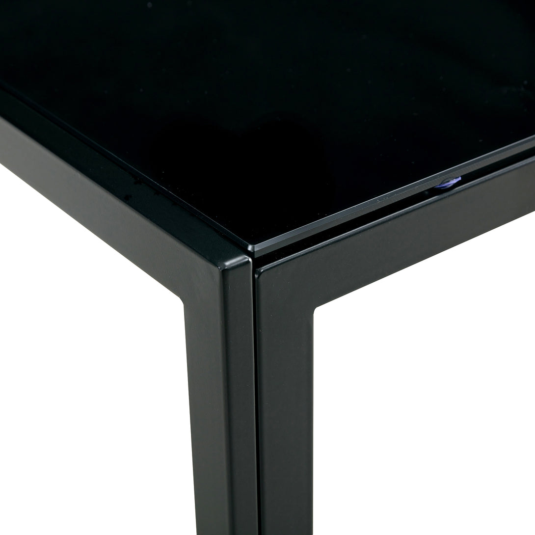 Set of 2 Tempered Glass Modern Design Nesting Coffee Table Set in Black_16