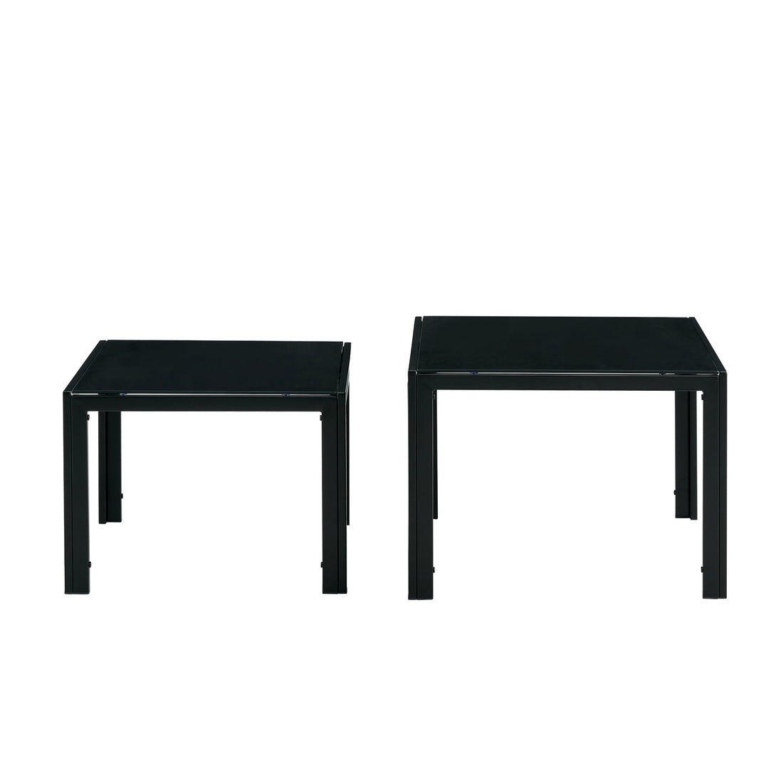 Set of 2 Tempered Glass Modern Design Nesting Coffee Table Set in Black_17