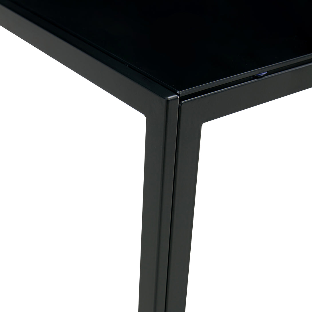 Set of 2 Tempered Glass Modern Design Nesting Coffee Table Set in Black_14