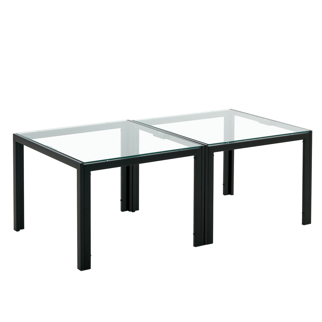 Set of 2 Coffee Table Set Modern Designed Square Tempered Glass Tea Table_6