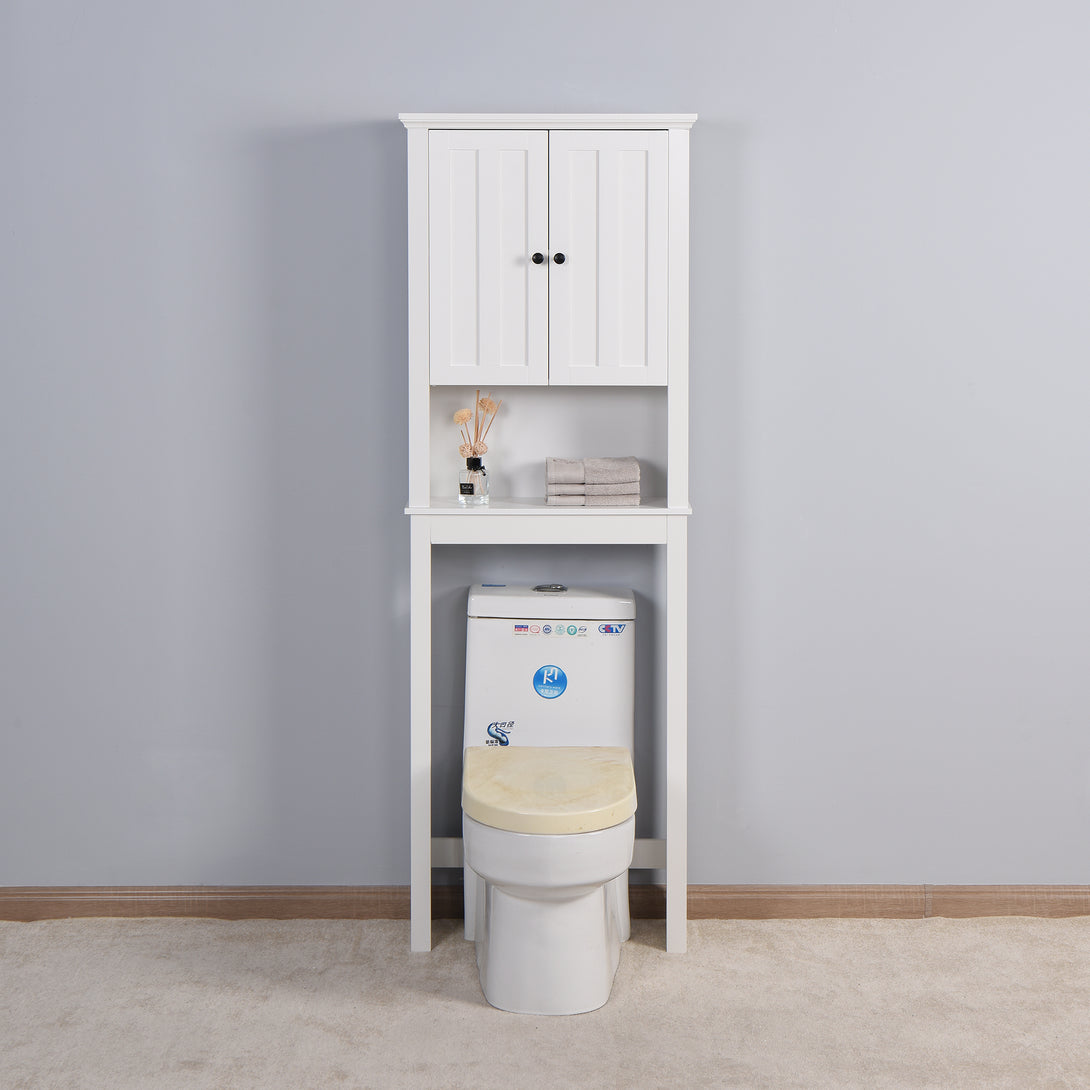 Wooden Over the Toilet Space Saver Storage with Adjustable Shelf in White_11