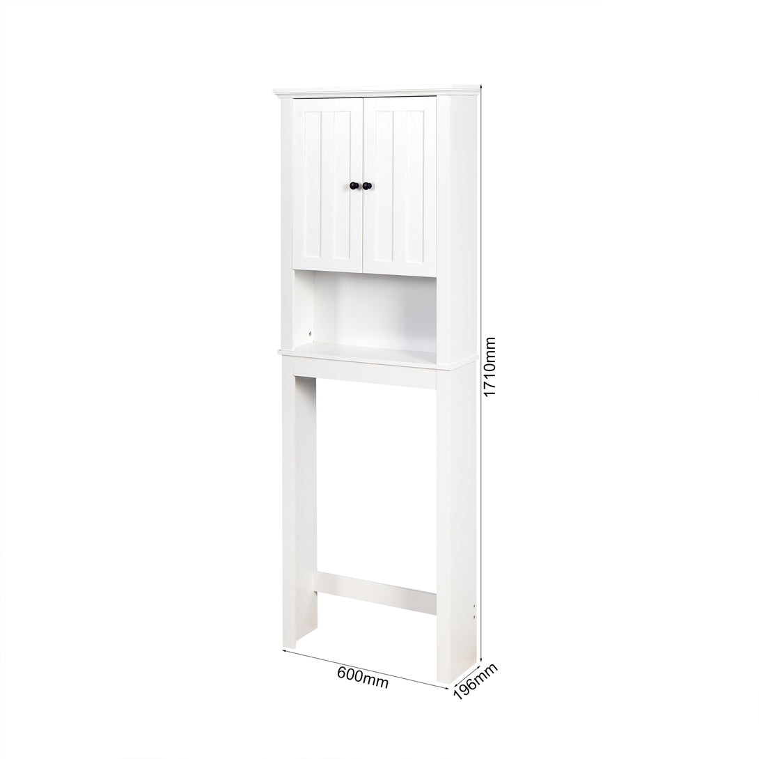 Wooden Over the Toilet Space Saver Storage with Adjustable Shelf in White_2