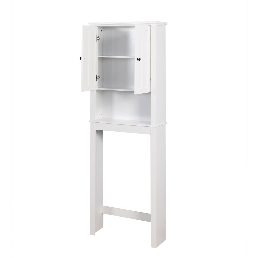 Wooden Over the Toilet Space Saver Storage with Adjustable Shelf in White_6