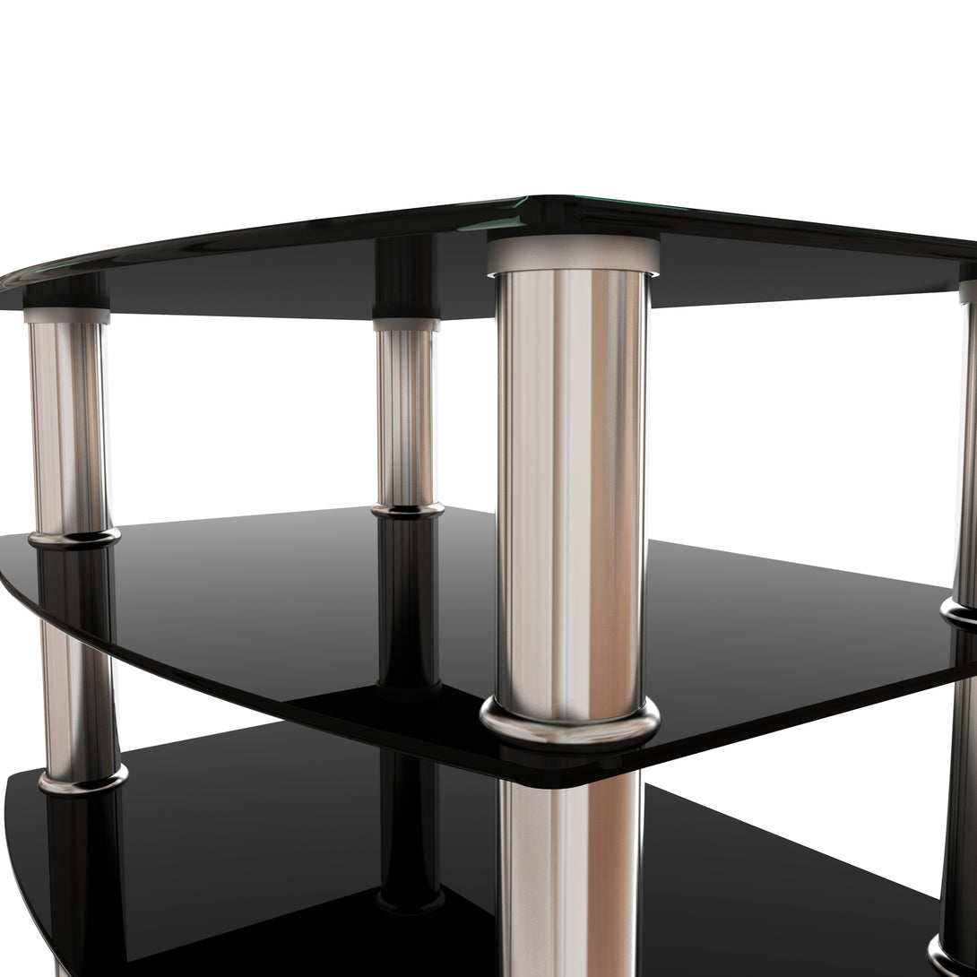 5-Tier Tempered Glass Living Room Side Table with Stainless Steel Frame- Black_6