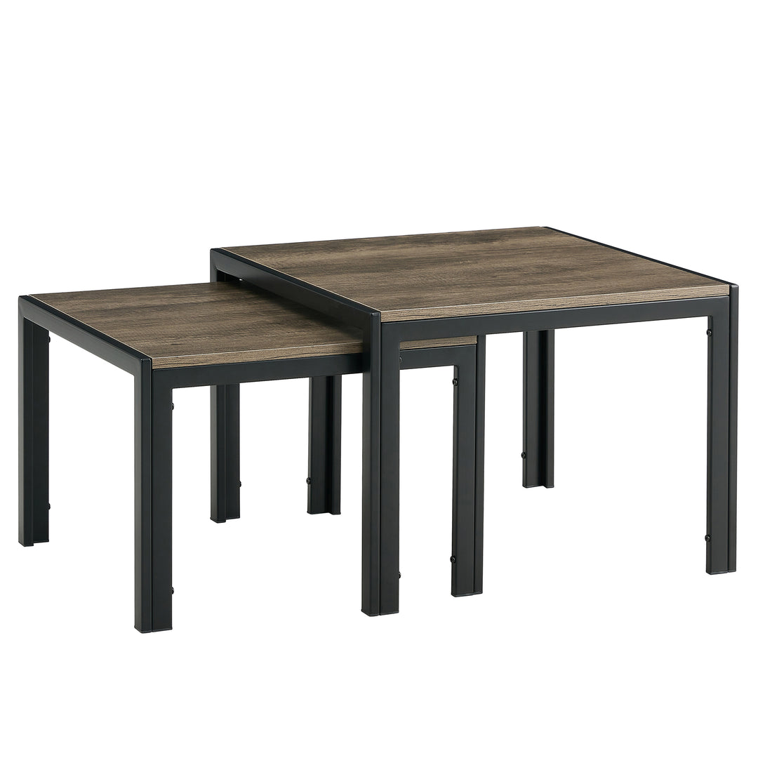 Set of 2 Modern Design Nesting Coffee Table Set with Wooden Finish- Oak Grey_6