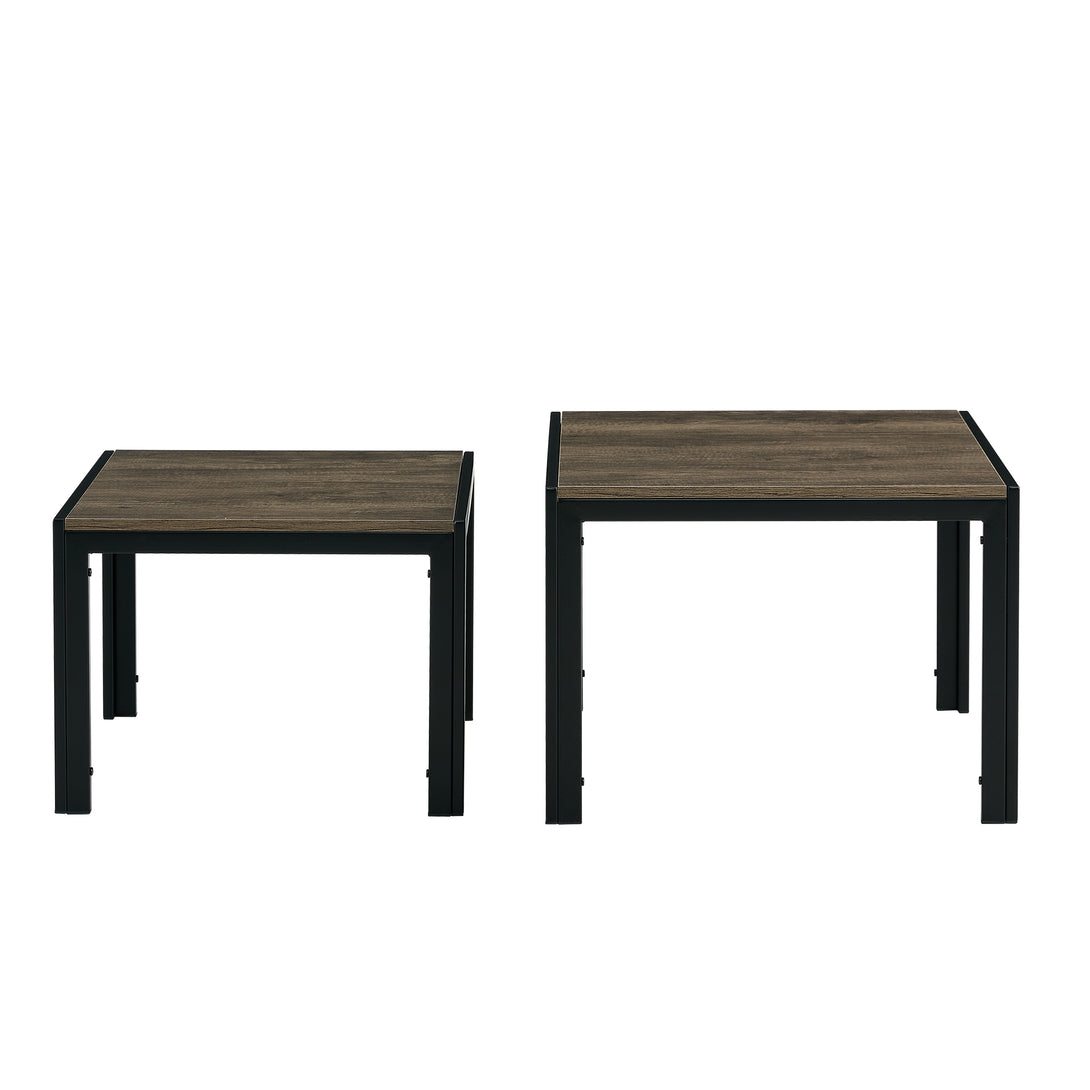 Set of 2 Modern Design Nesting Coffee Table Set with Wooden Finish- Oak Grey_18