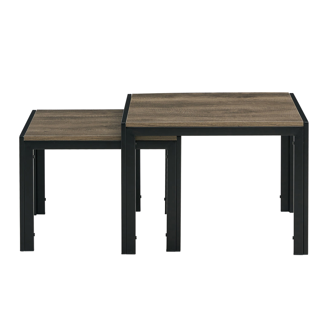 Set of 2 Modern Design Nesting Coffee Table Set with Wooden Finish- Oak Grey_8