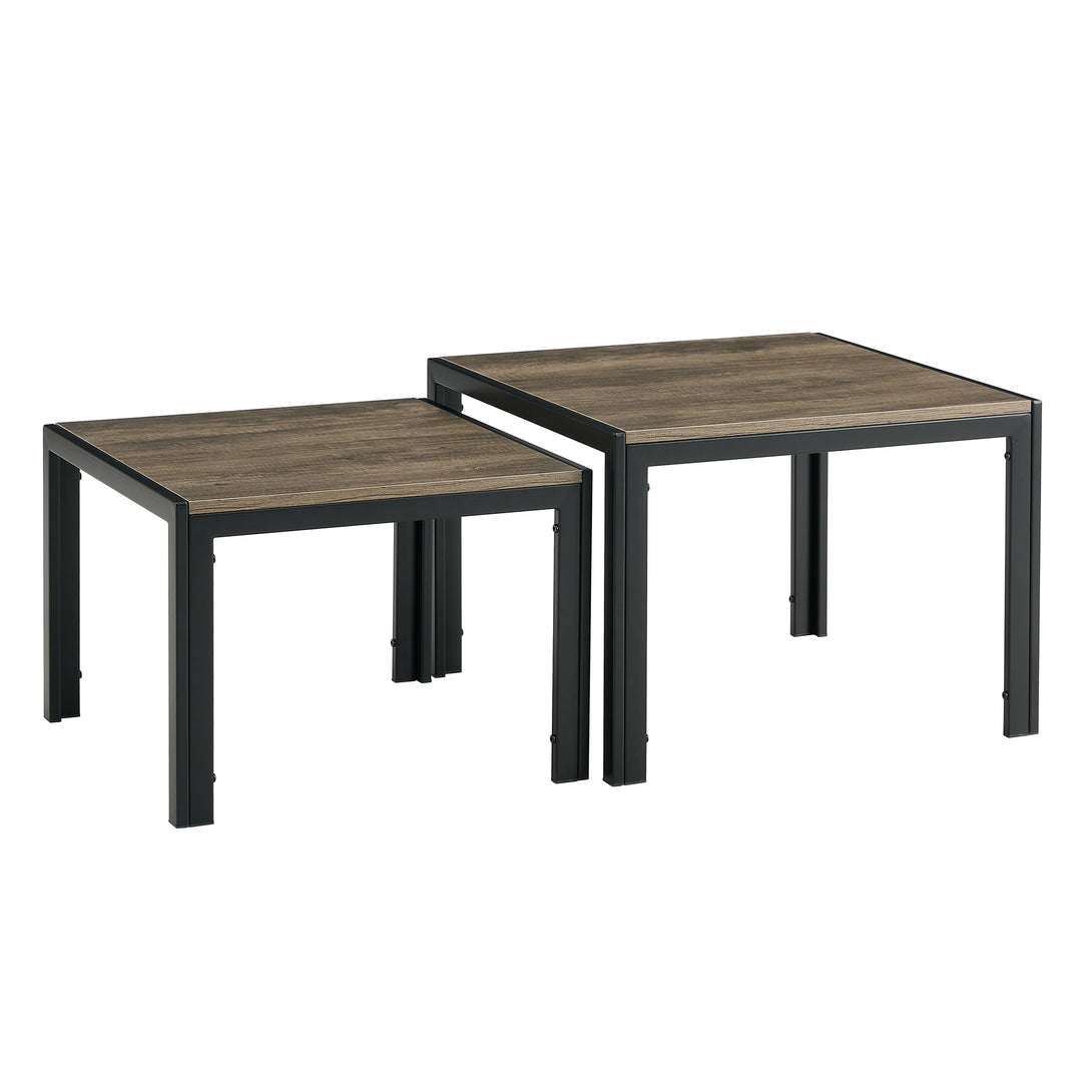 Set of 2 Modern Design Nesting Coffee Table Set with Wooden Finish- Oak Grey_20