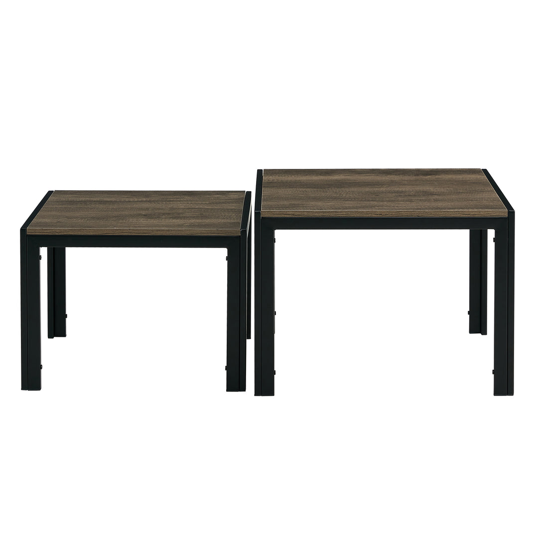 Set of 2 Modern Design Nesting Coffee Table Set with Wooden Finish- Oak Grey_12