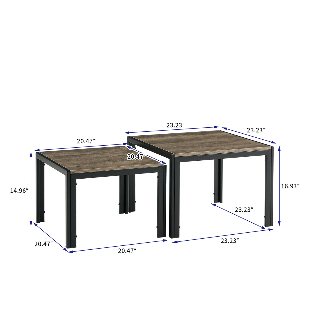 Set of 2 Modern Design Nesting Coffee Table Set with Wooden Finish- Oak Grey_3