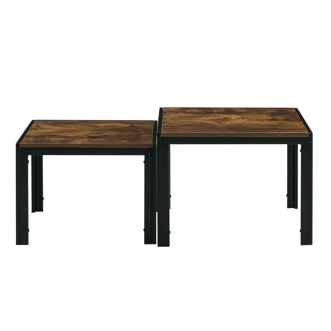 Set of 2 Modern Design Nesting Coffee Table Set with Wooden Finish- Rustic Brown_7