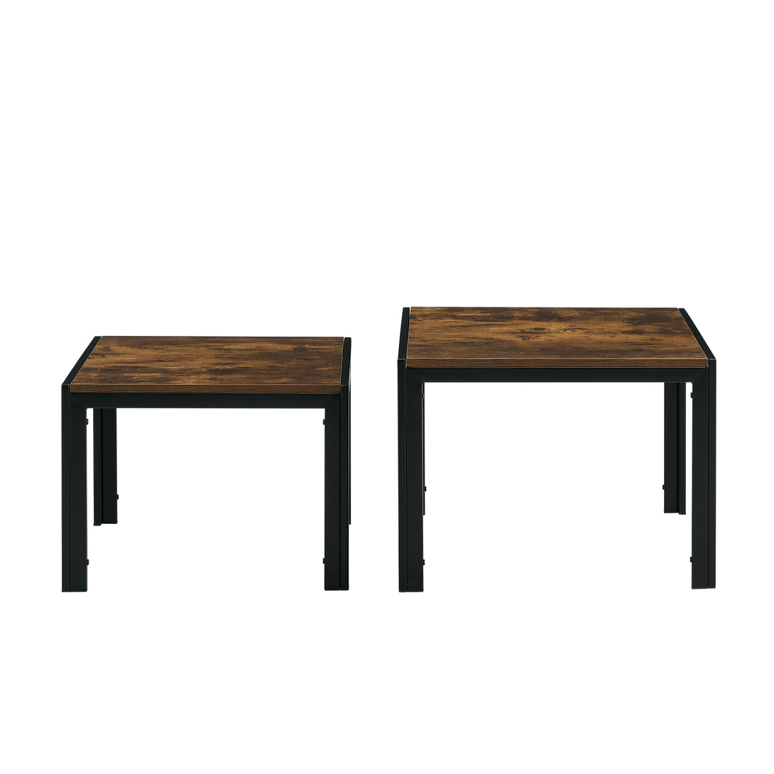 Set of 2 Modern Design Nesting Coffee Table Set with Wooden Finish- Rustic Brown_16