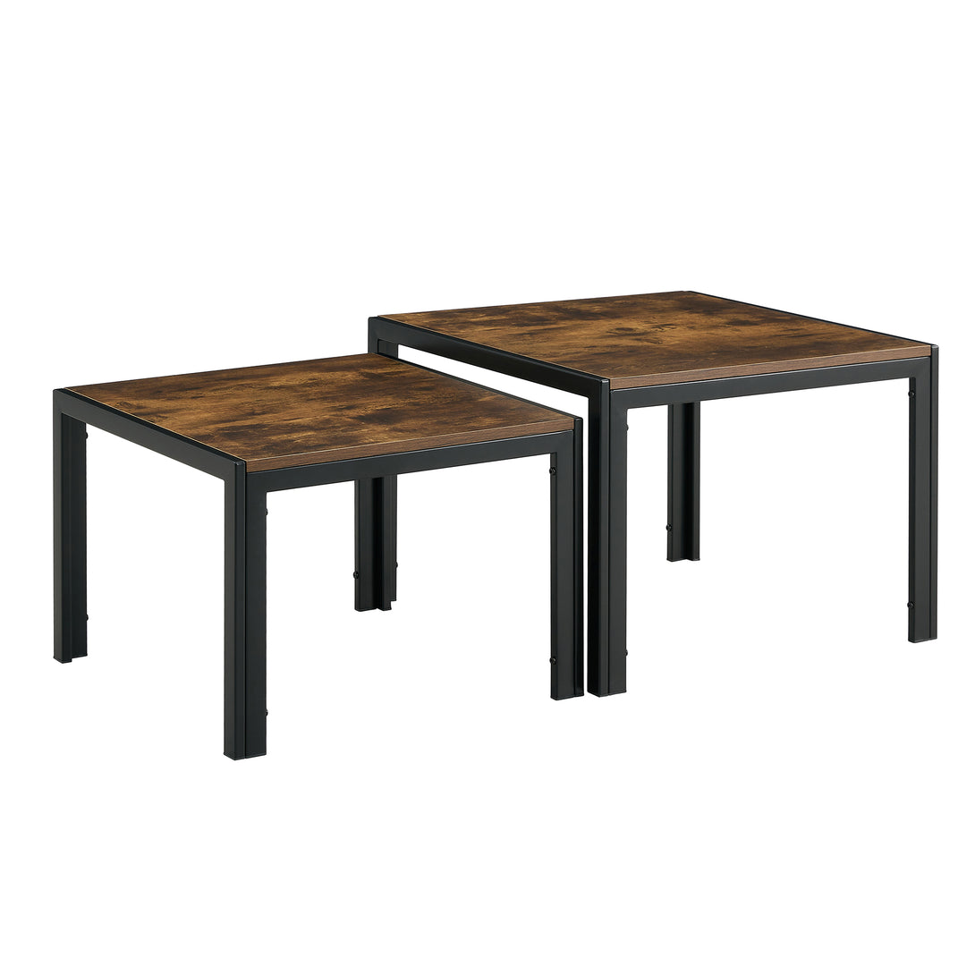 Set of 2 Modern Design Nesting Coffee Table Set with Wooden Finish- Rustic Brown_19