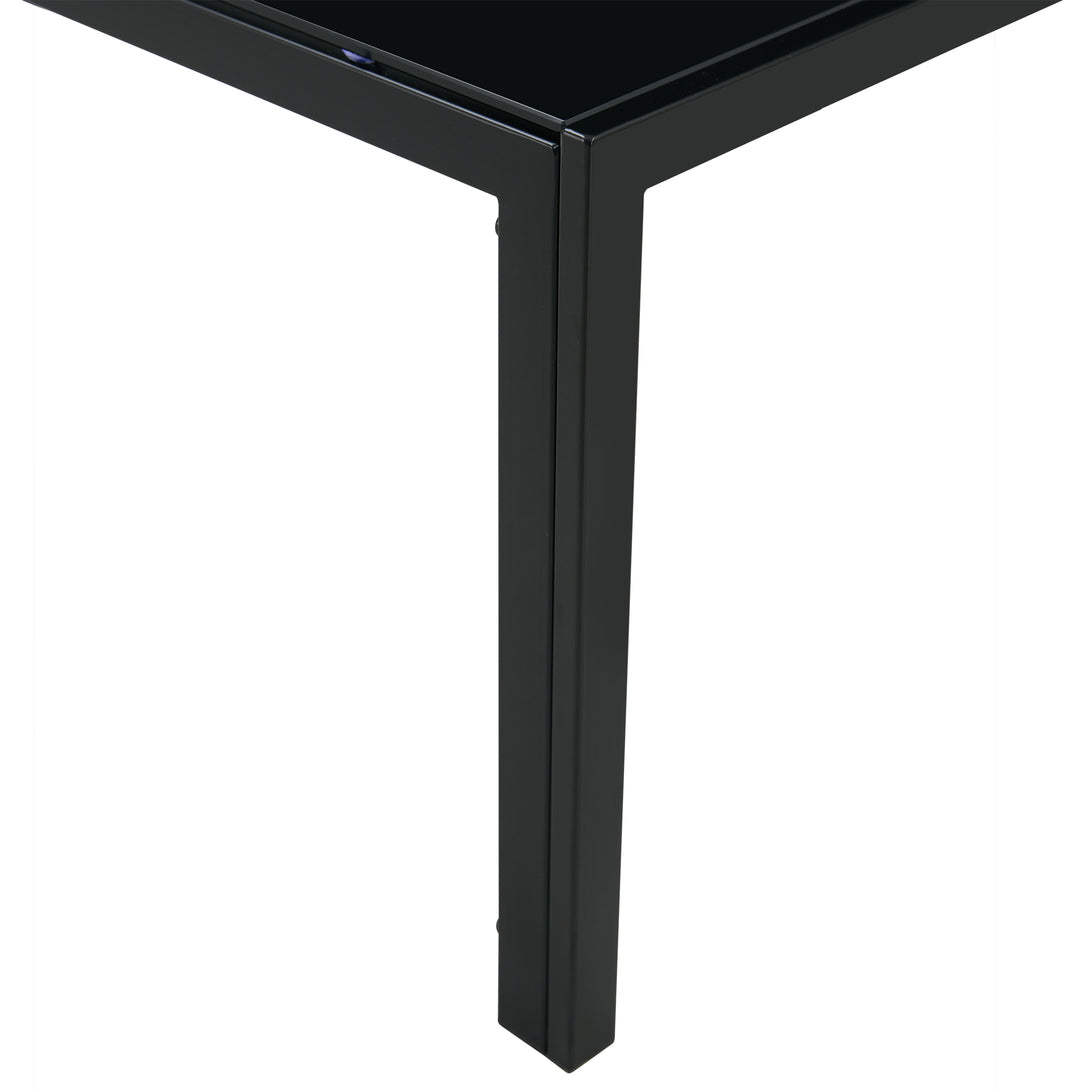 Set of 2 Coffee Table Set Modern Designed Square Tempered Glass Tea Table- Black_9