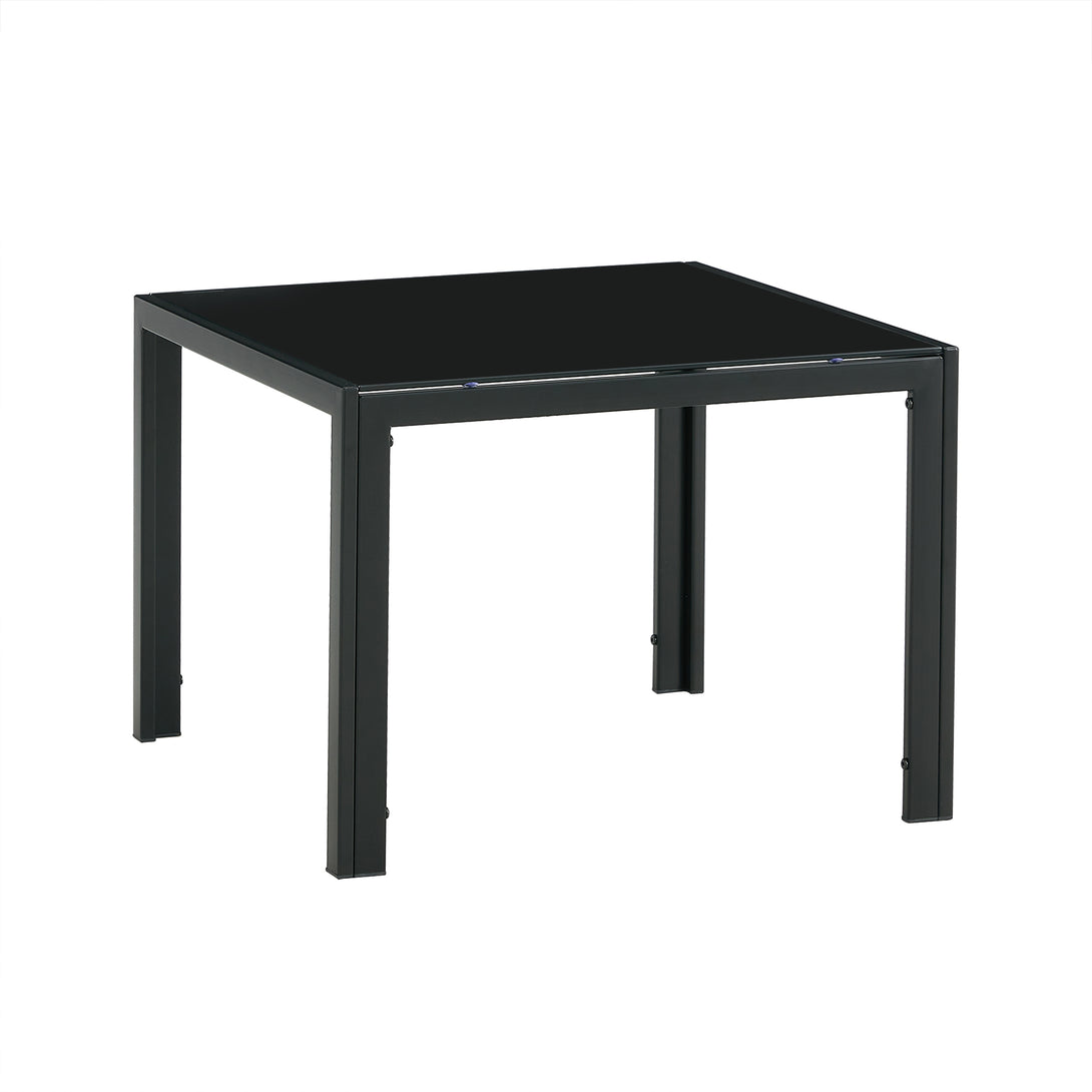 Set of 2 Coffee Table Set Modern Designed Square Tempered Glass Tea Table- Black_12