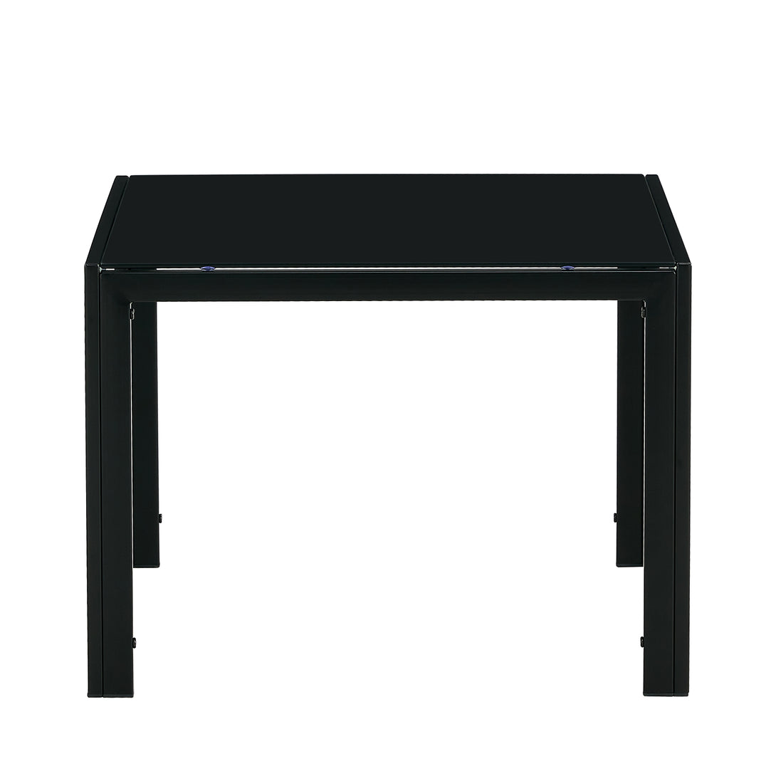 Set of 2 Coffee Table Set Modern Designed Square Tempered Glass Tea Table- Black_13