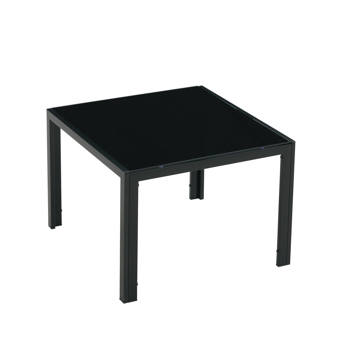 Set of 2 Coffee Table Set Modern Designed Square Tempered Glass Tea Table- Black_10