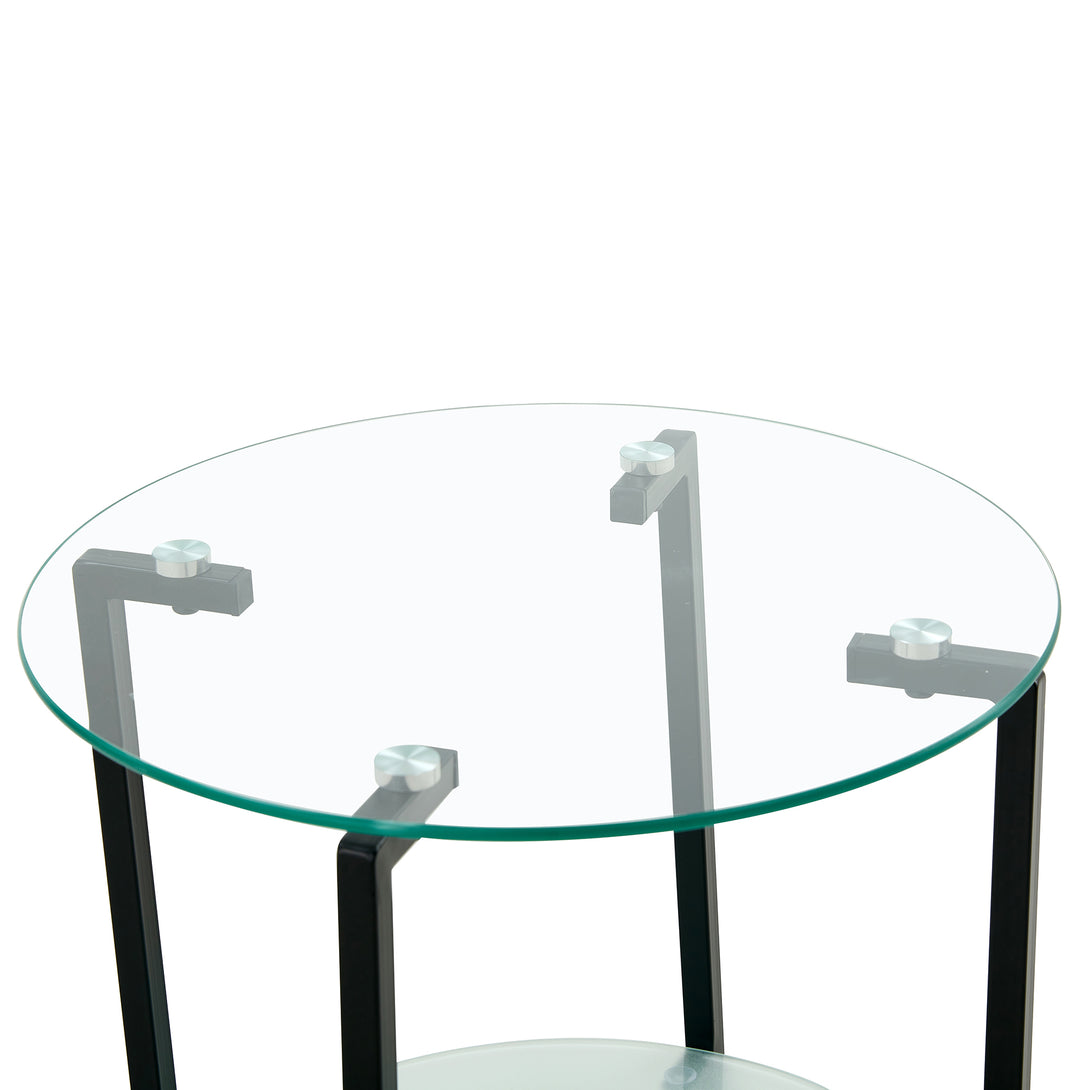 2 pcs Modern Designed Tempered Glass Round Coffee and End Table- Clear_15