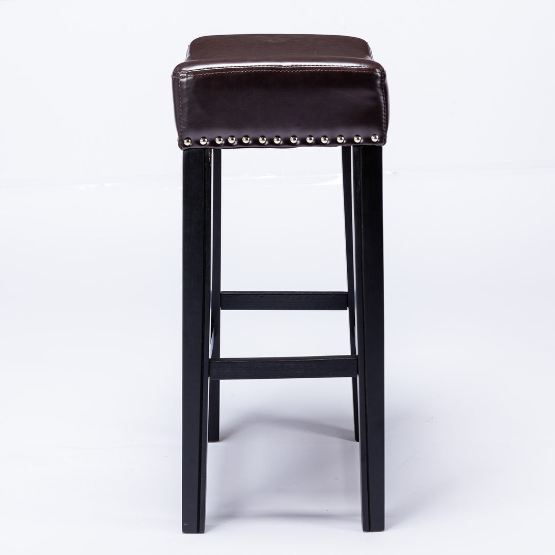 2 pcs 29" Backless Faux Leather Kitchen Counter Soft Sitting Stool Island Chair- Brown_7