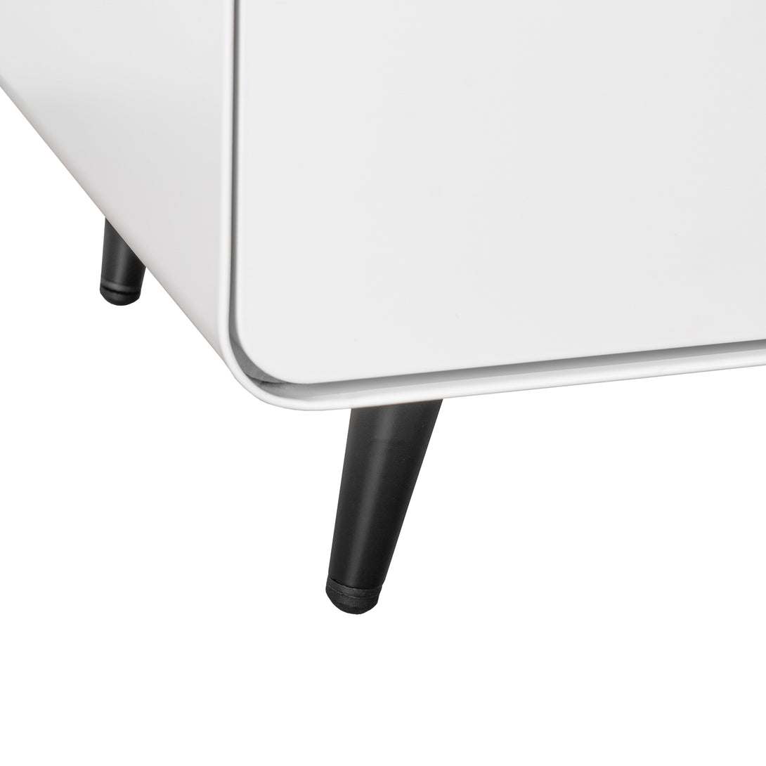 2 Drawers Nordic Minimalist Bedside Steel Cabinet with Round Handle- White_10