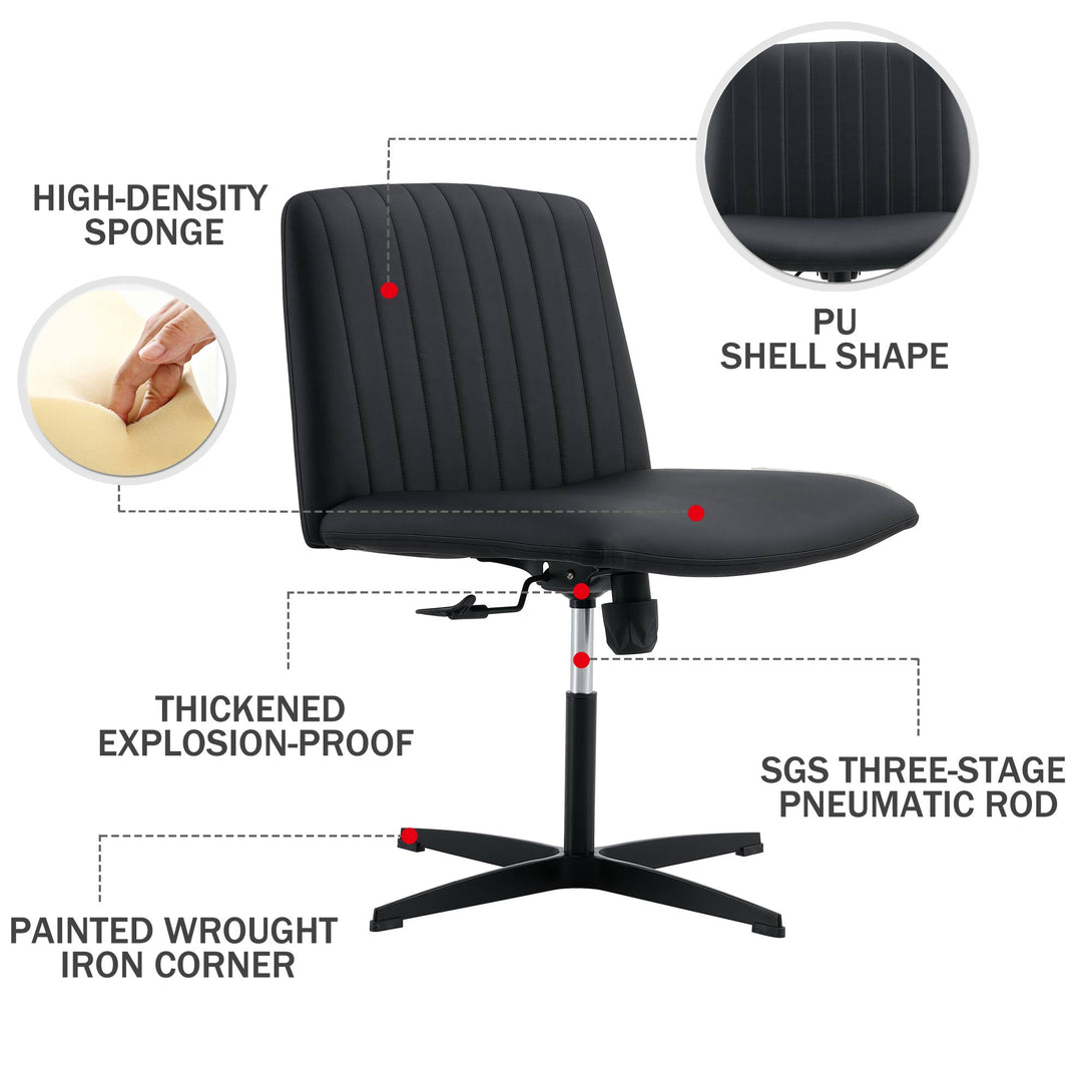 Modern Contemporary Height Adjustable PU Office Swivel Chair- Black_18