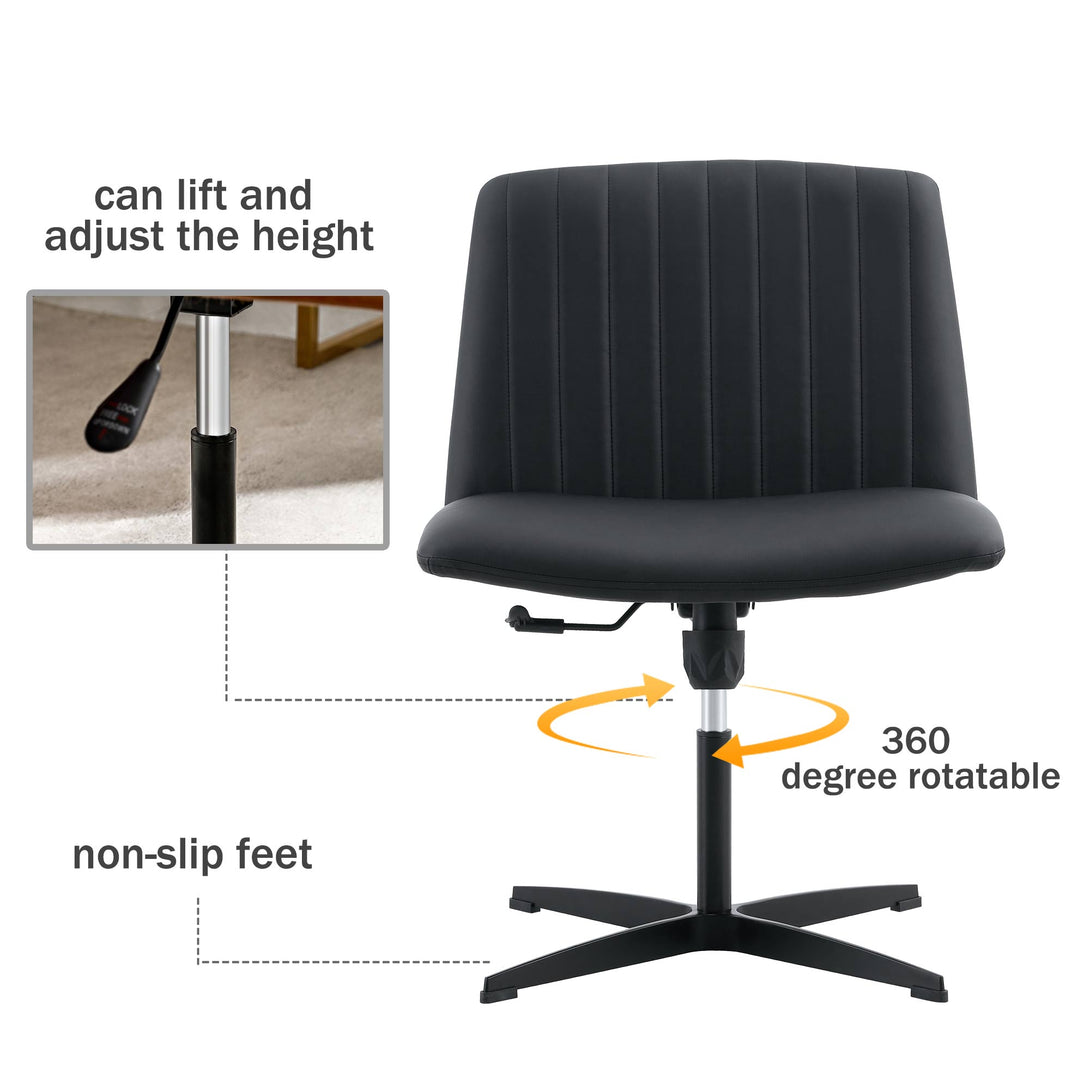 Modern Contemporary Height Adjustable PU Office Swivel Chair- Black_14