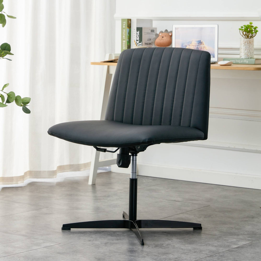 Modern Contemporary Height Adjustable PU Office Swivel Chair- Black_3