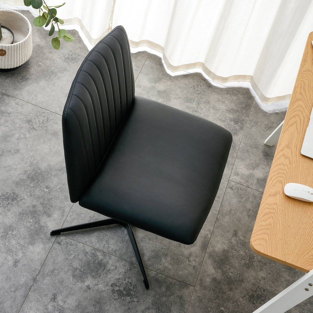 Modern Contemporary Height Adjustable PU Office Swivel Chair- Black_5