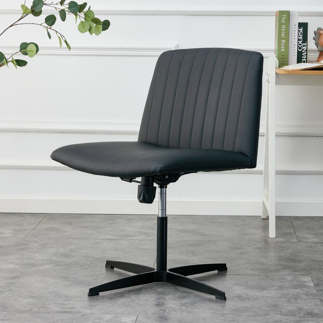 Modern Contemporary Height Adjustable PU Office Swivel Chair- Black_4