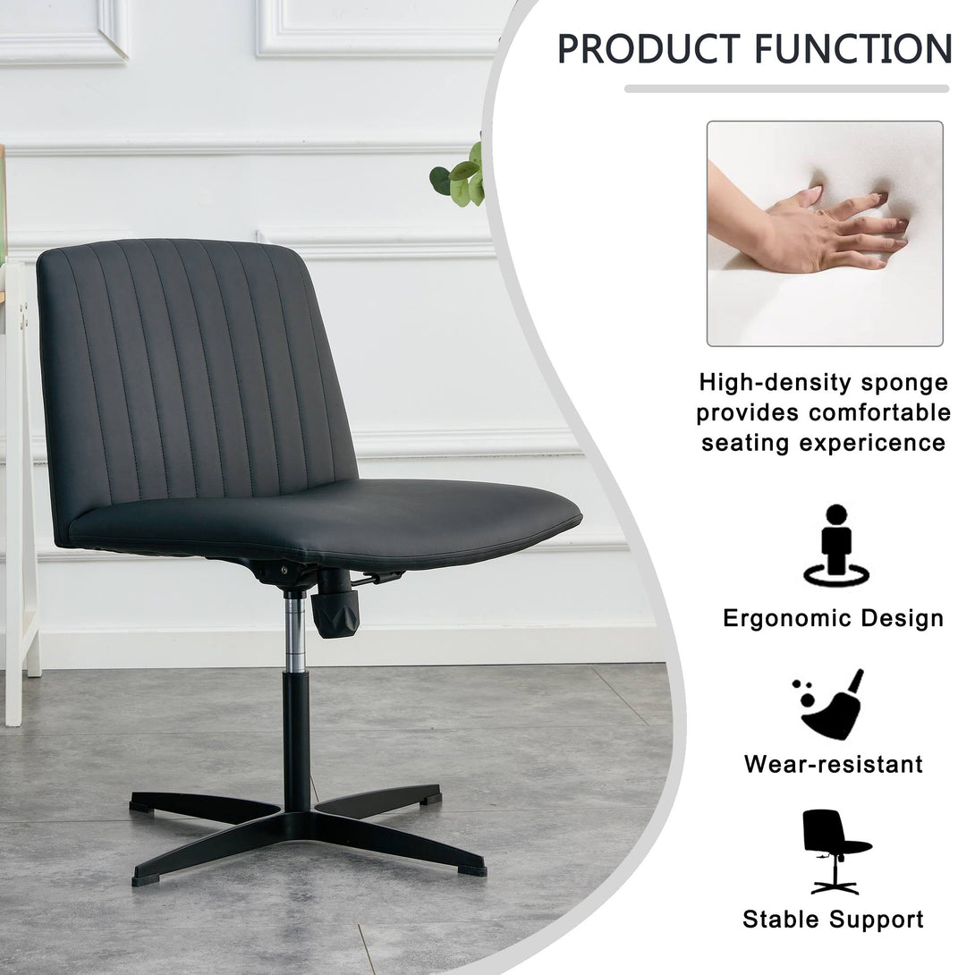 Modern Contemporary Height Adjustable PU Office Swivel Chair- Black_17