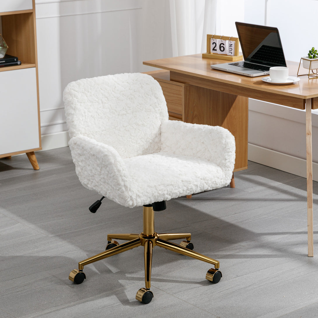 Modern Contemporary Height Adjustable Office Swivel Chair with Gold Legs- Blue_1