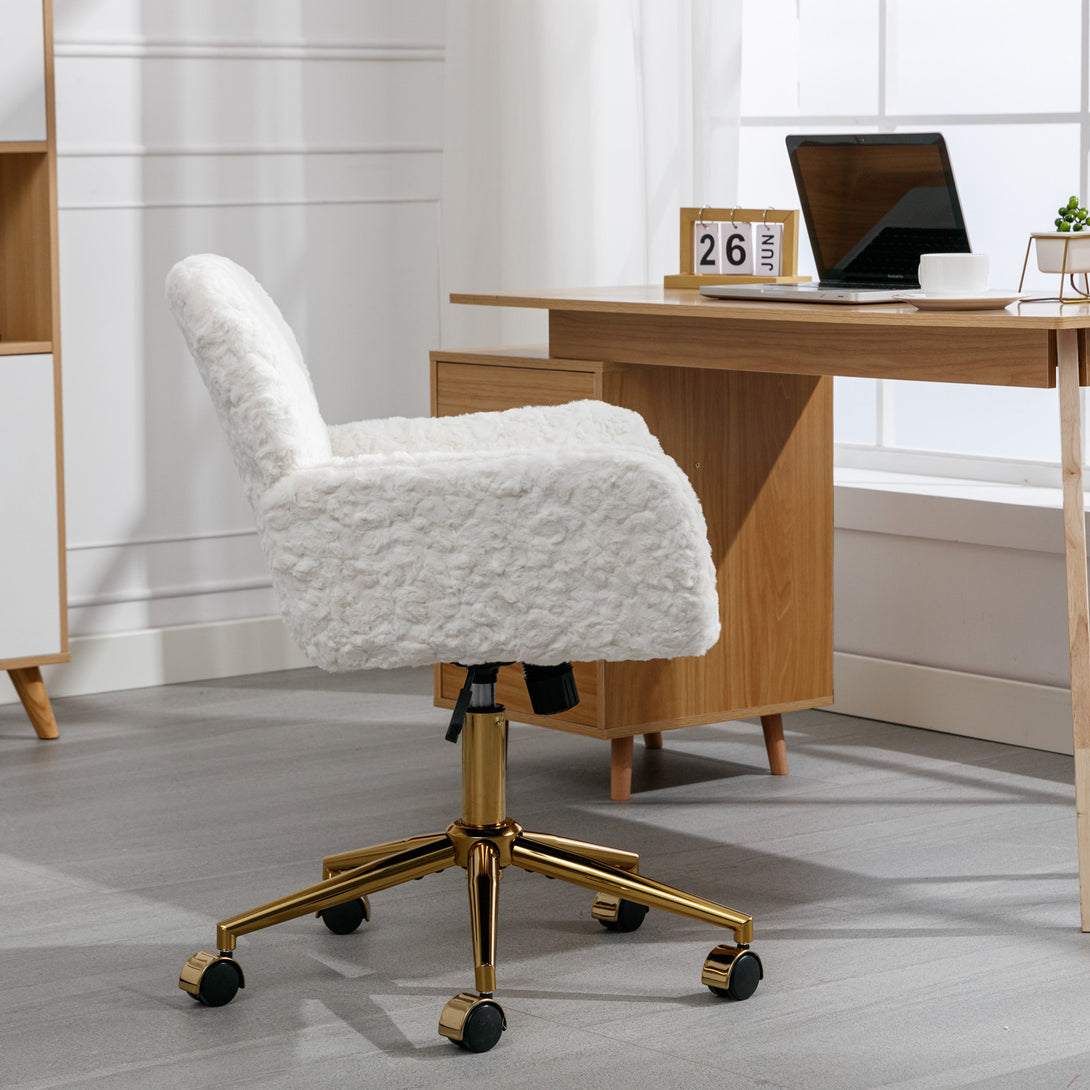 Modern Contemporary Height Adjustable Office Swivel Chair with Gold Legs- Blue_17