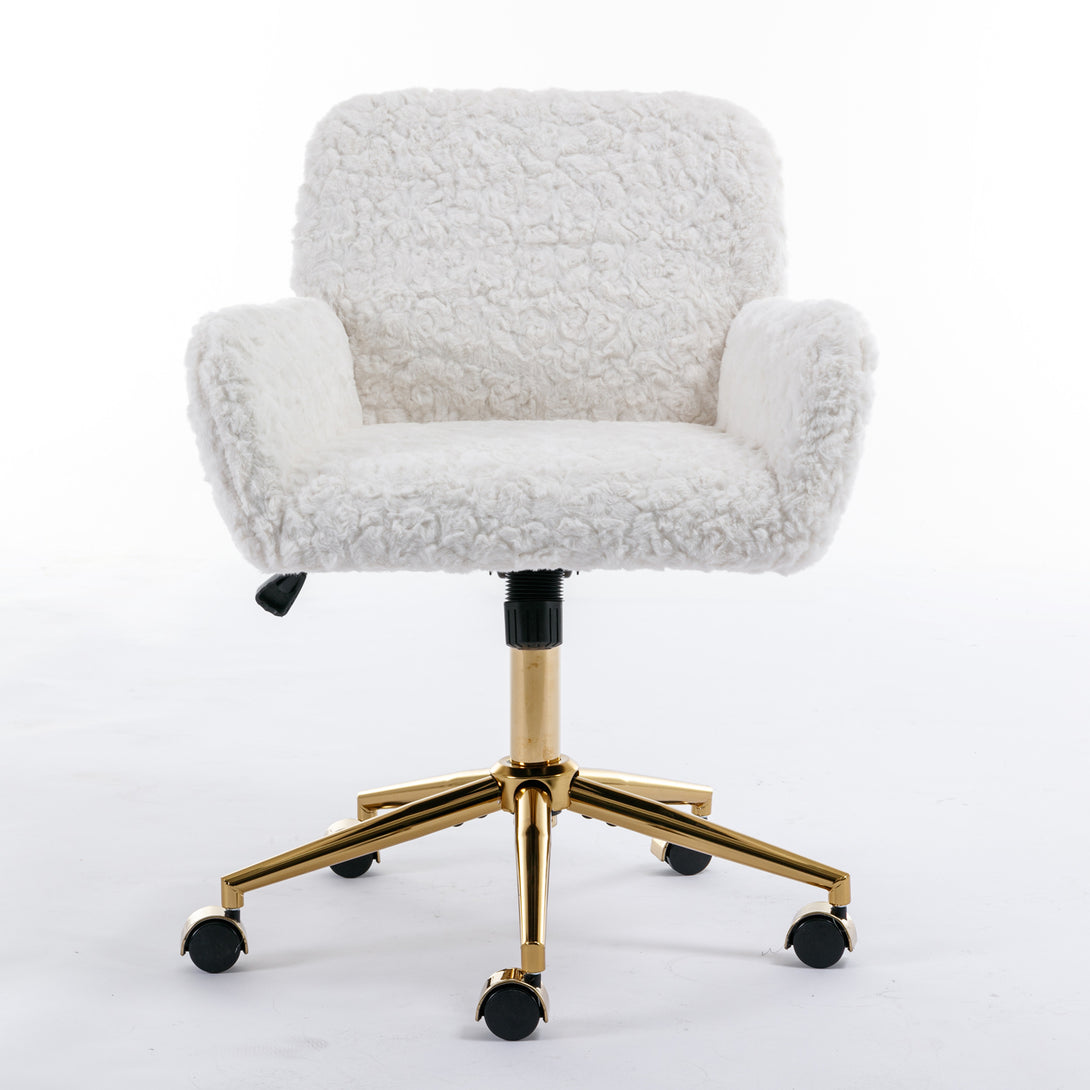 Modern Contemporary Height Adjustable Office Swivel Chair with Gold Legs- Blue_2