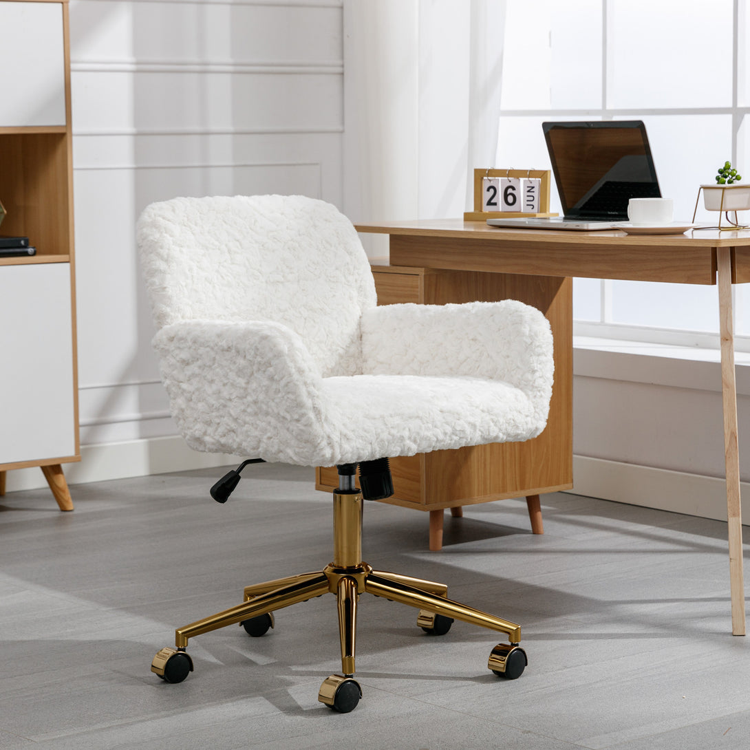 Modern Contemporary Height Adjustable Office Swivel Chair with Gold Legs- Blue_18