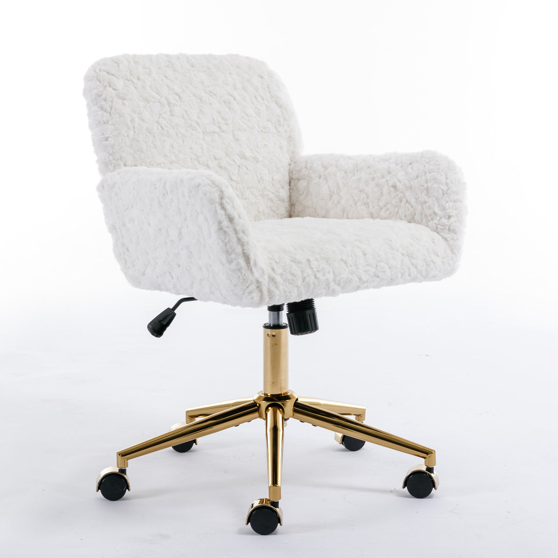 Modern Contemporary Height Adjustable Office Swivel Chair with Gold Legs- Blue_3