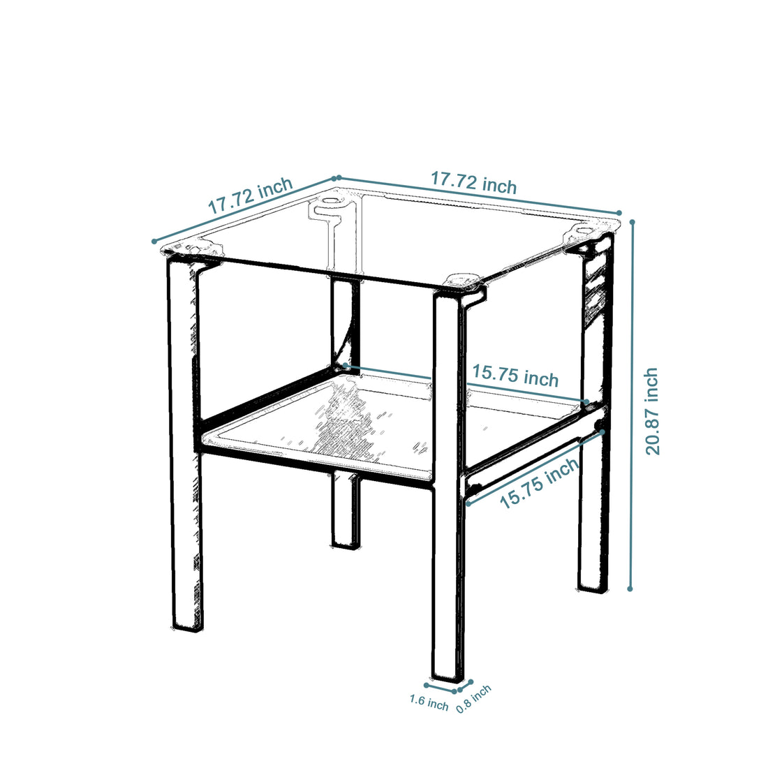 2pcs Two Layered Tempered Glass Small Bedroom Corner Home Tea Table- Transparent+Black_10