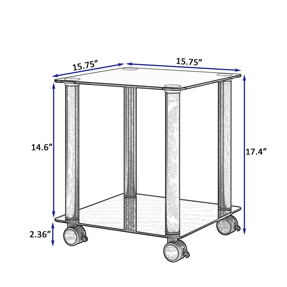 2 pcs Modern Design Coffee Table Tempered Glass End Table Night Stand- Black_10