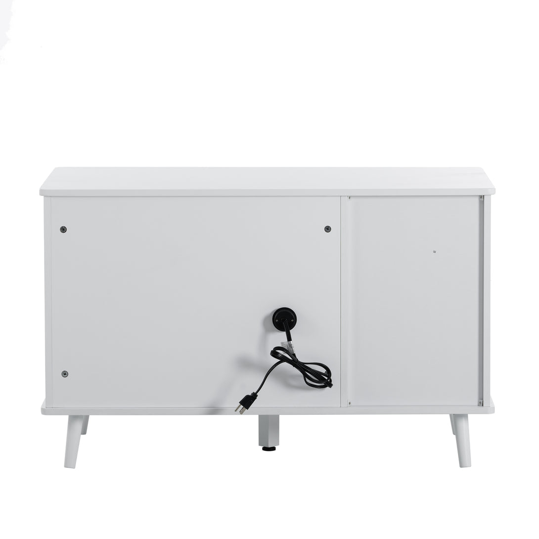 3 Door Hidden Cat Enclosure Box Furniture Side Table with Hidden Plug- White_14