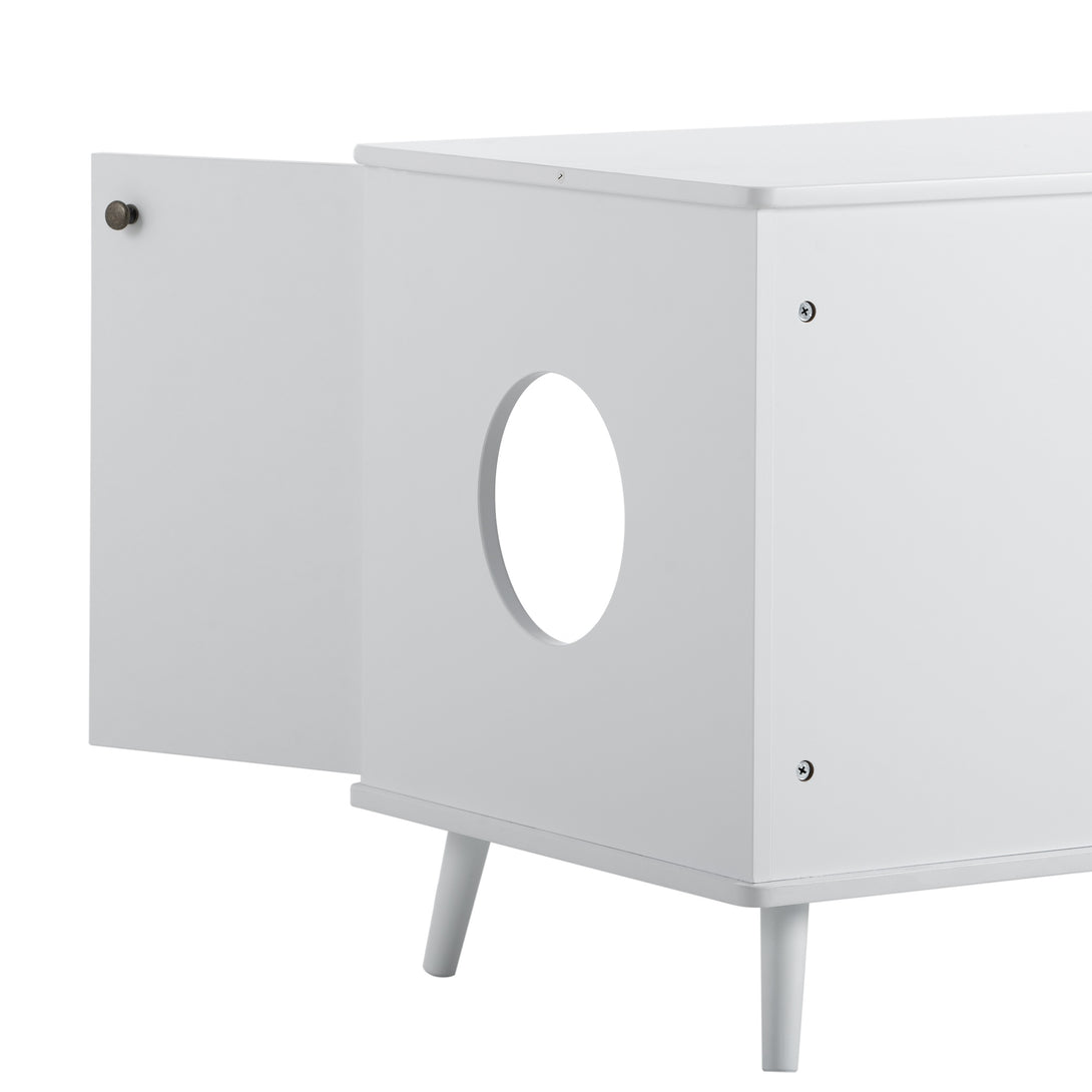 3 Door Hidden Cat Enclosure Box Furniture Side Table with Hidden Plug- White_11