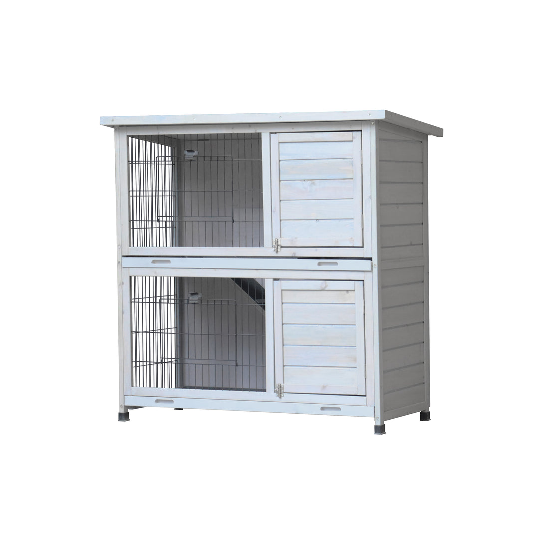 2 Story Rabbit Hutch Extensible Chicken Coop with No Leak Trays Large Running Space_4