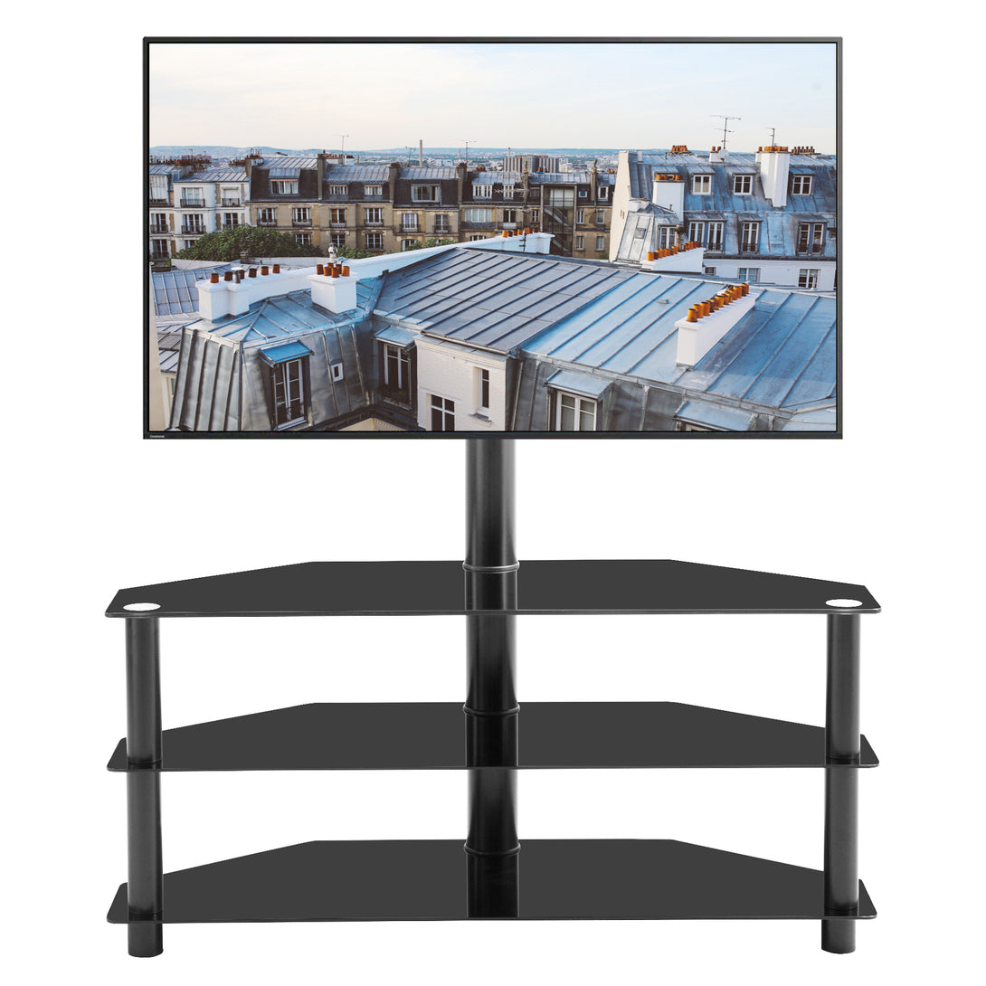 3-Tier Multi-functional TV Stand Height Adjustable Swivel Bracket - Black_1