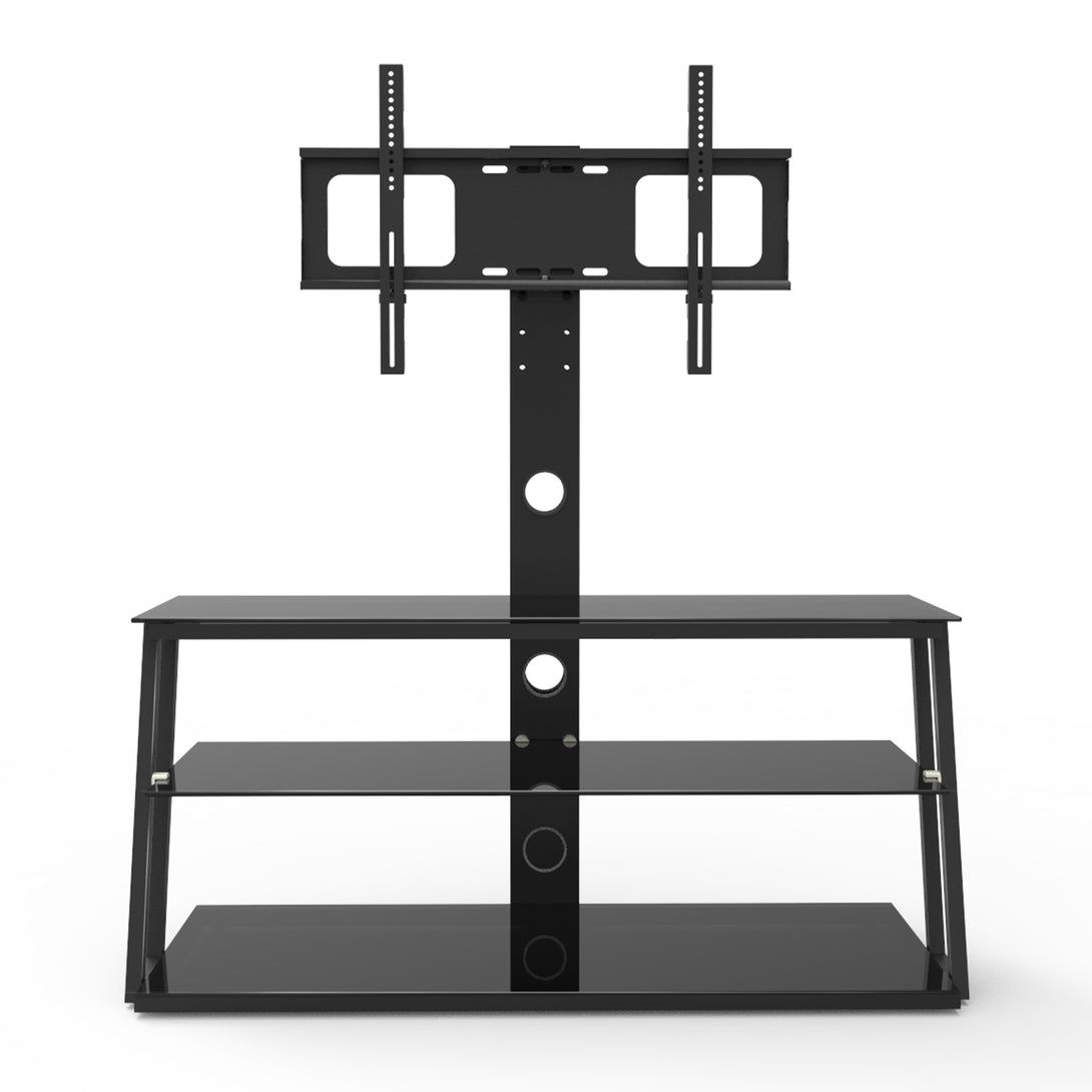 Multi-Functional Angle And Height Adjustable Tempered Glass TV Stand- Black_6