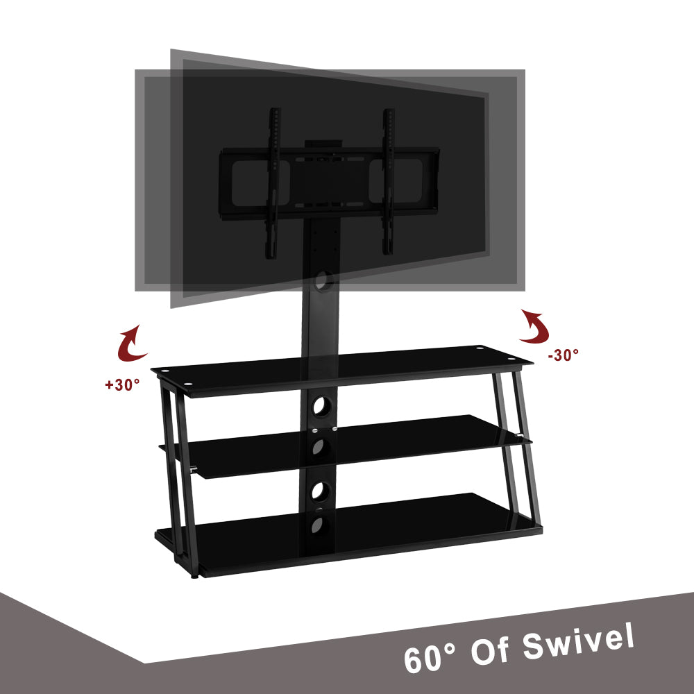 Multi-Functional Angle And Height Adjustable Tempered Glass TV Stand- Black_13