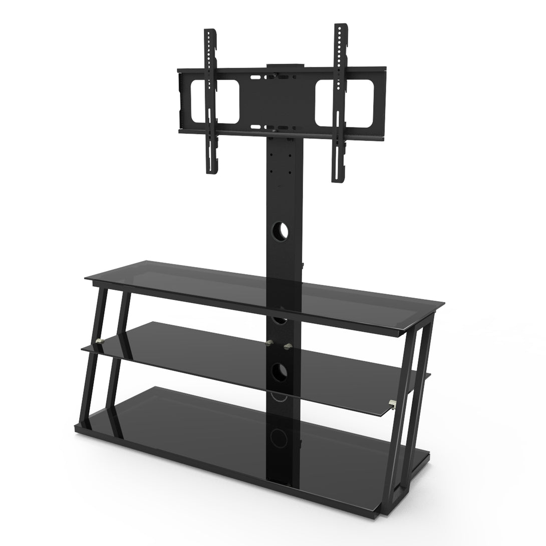 Multi-Functional Angle And Height Adjustable Tempered Glass TV Stand- Black_9