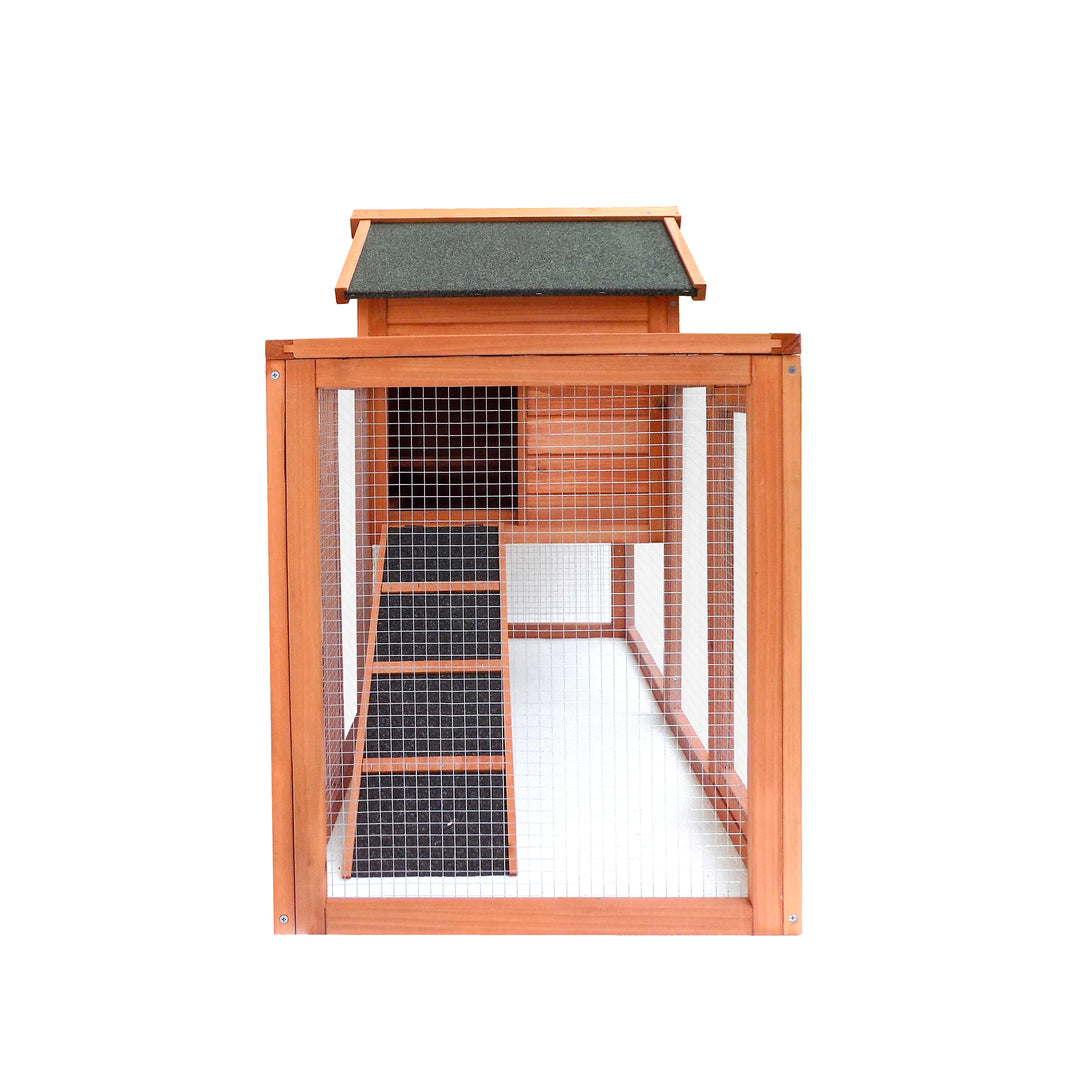 Easy Assembly Rabbit Hutch Indoor Cage Outdoor Chicken Coop- Light Brown_3