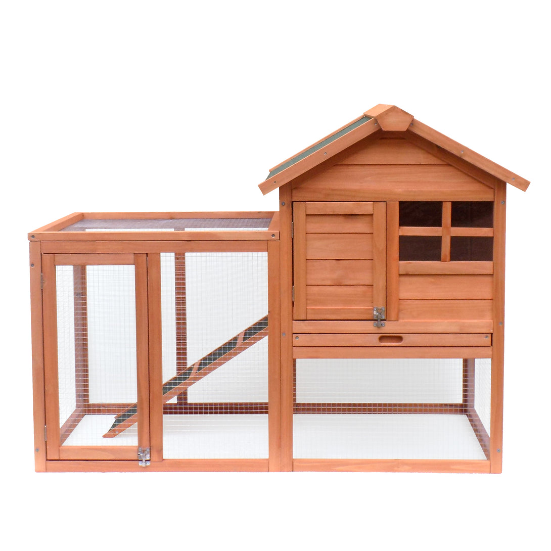 Easy Assembly Rabbit Hutch Indoor Cage Outdoor Chicken Coop- Light Brown_8