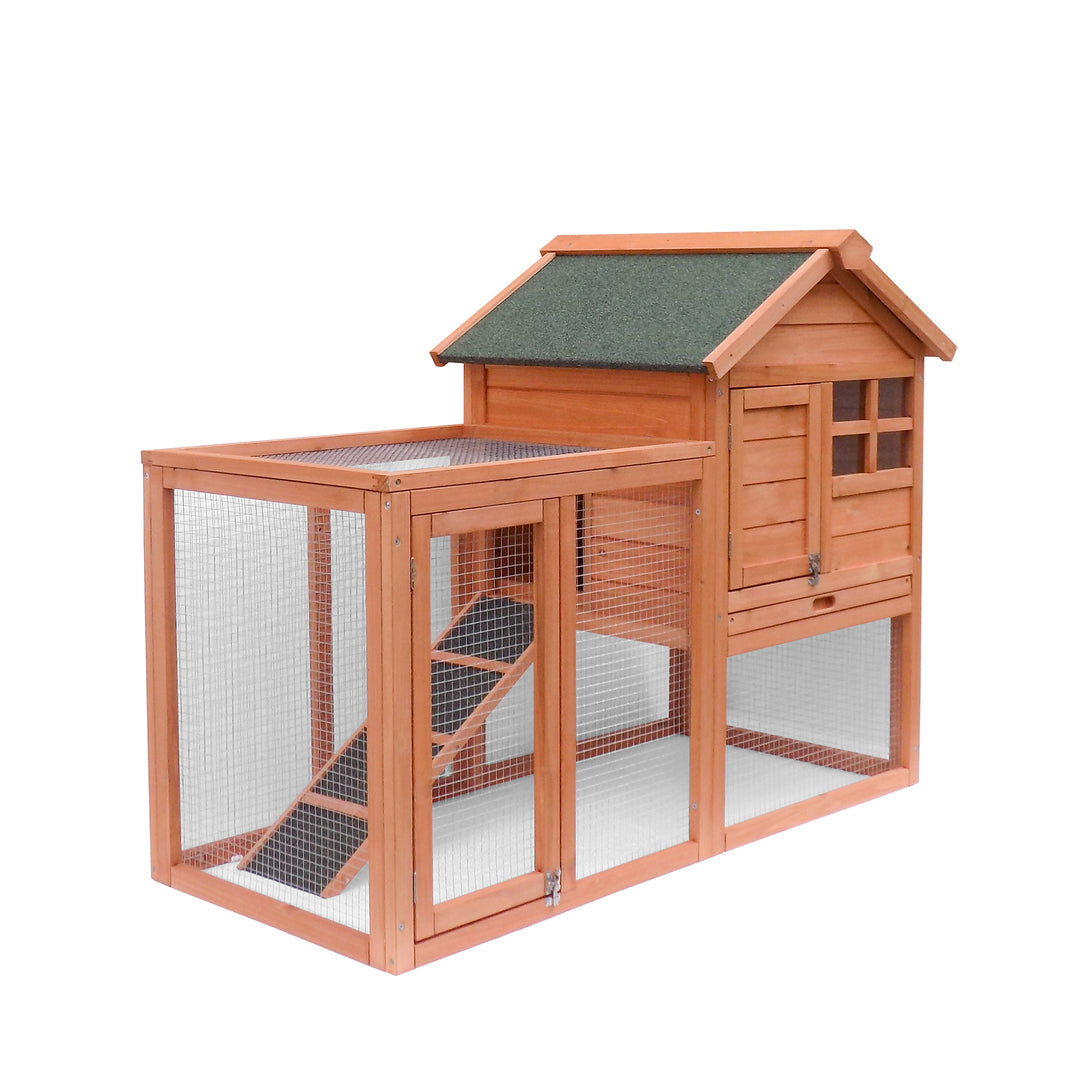 Easy Assembly Rabbit Hutch Indoor Cage Outdoor Chicken Coop- Light Brown_2