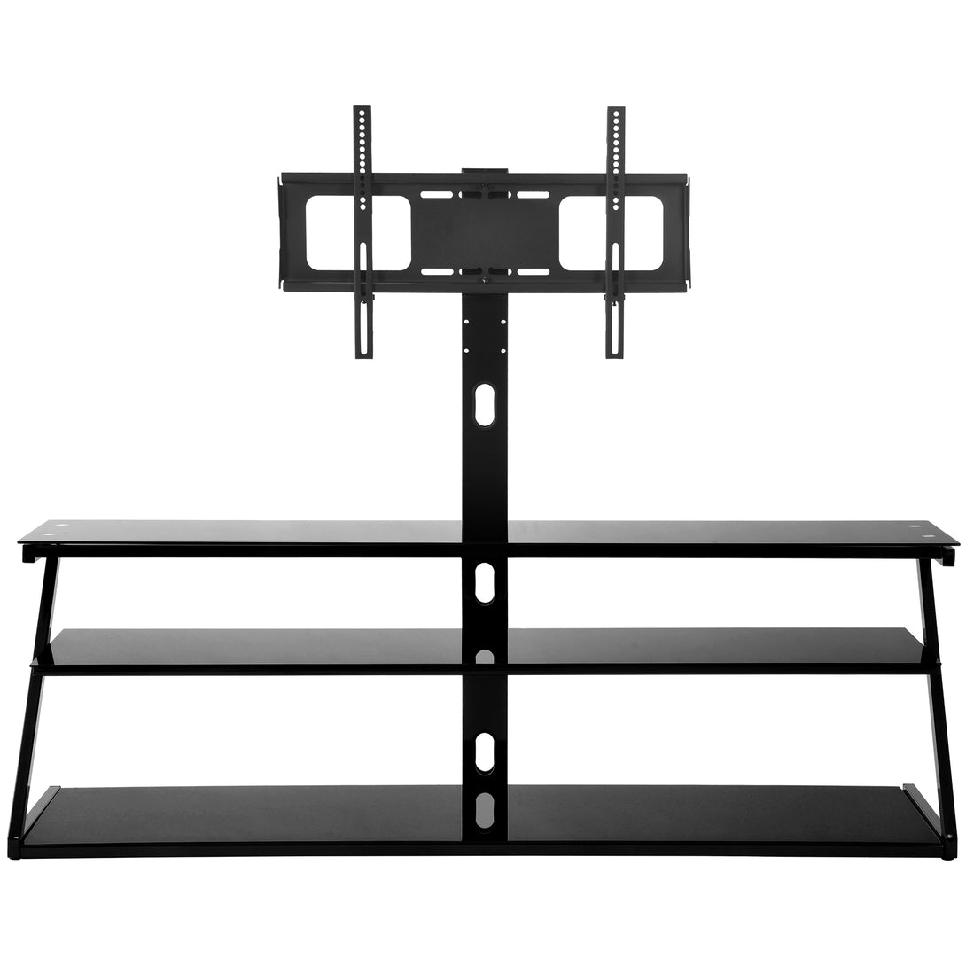 Floor Media Storage Stand With Mount Height Adjustable Swivel Bracket - Black_4