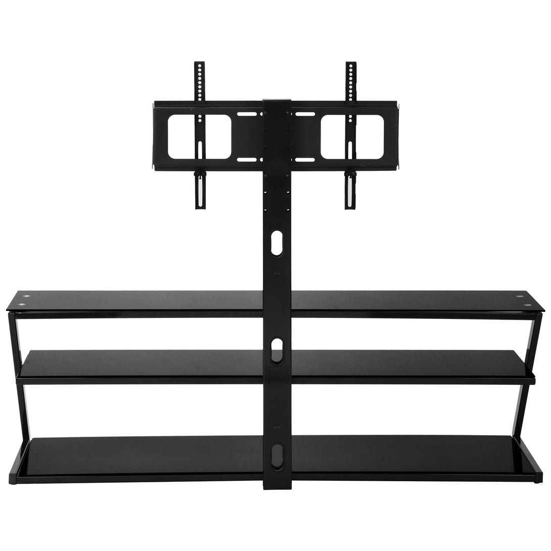 Floor Media Storage Stand With Mount Height Adjustable Swivel Bracket - Black_6